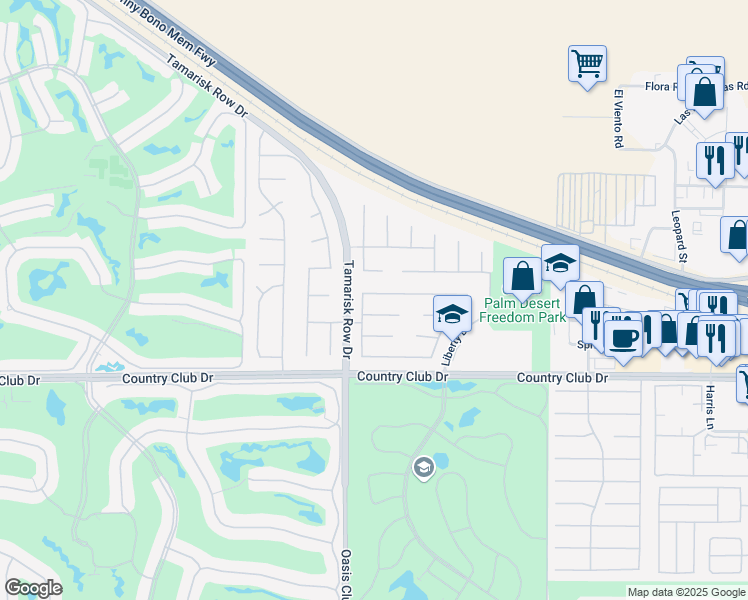map of restaurants, bars, coffee shops, grocery stores, and more near 102 Batista Court in Palm Desert