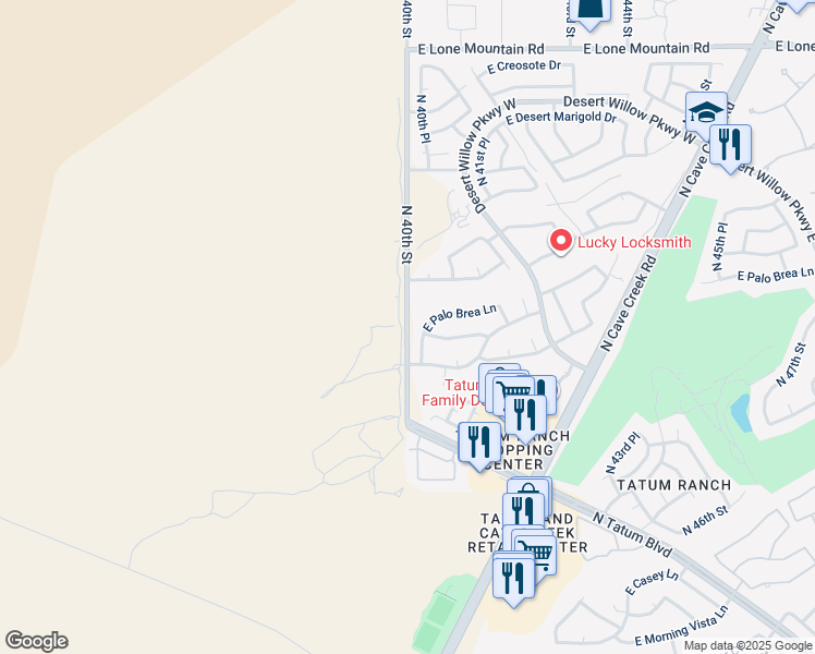 map of restaurants, bars, coffee shops, grocery stores, and more near 30264 North 40th Place in Cave Creek
