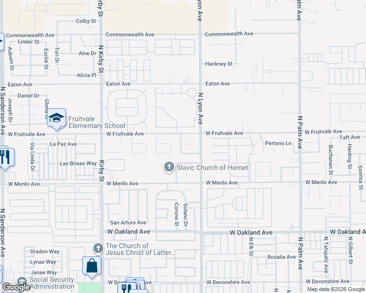 map of restaurants, bars, coffee shops, grocery stores, and more near 1799 Karen Court in Hemet