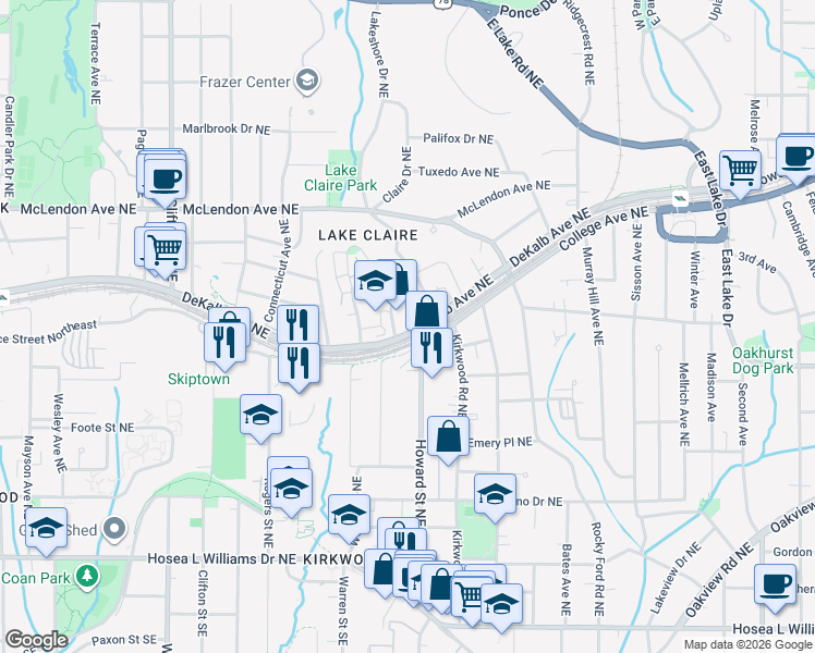 map of restaurants, bars, coffee shops, grocery stores, and more near 255 Southerland Terrace Northeast in Atlanta