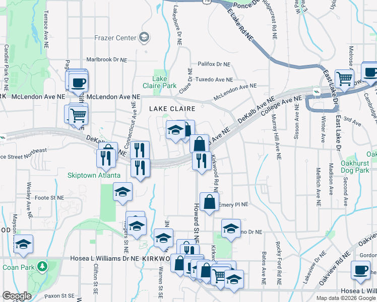 map of restaurants, bars, coffee shops, grocery stores, and more near 255 Southerland Terrace Northeast in Atlanta