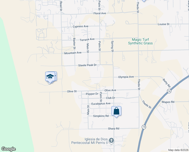 map of restaurants, bars, coffee shops, grocery stores, and more near in Perris