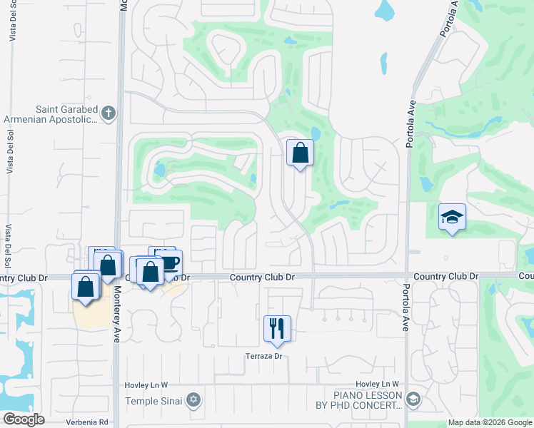 map of restaurants, bars, coffee shops, grocery stores, and more near 73530 Red Circle in Palm Desert