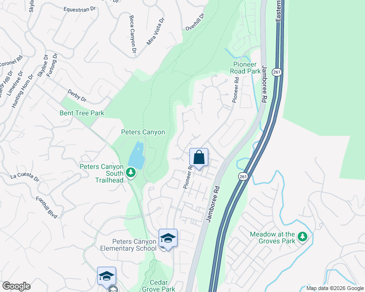 map of restaurants, bars, coffee shops, grocery stores, and more near 10792 Bridger Way in Tustin