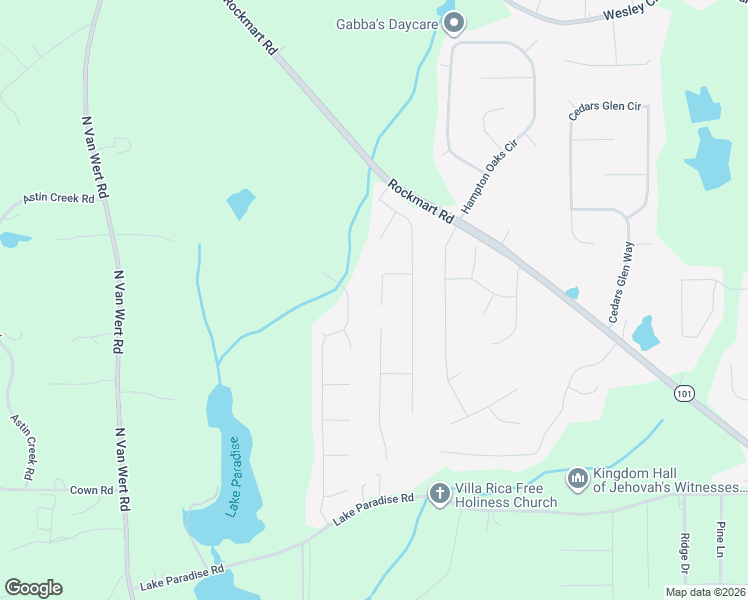 map of restaurants, bars, coffee shops, grocery stores, and more near 433 Little Mac Lane in Villa Rica