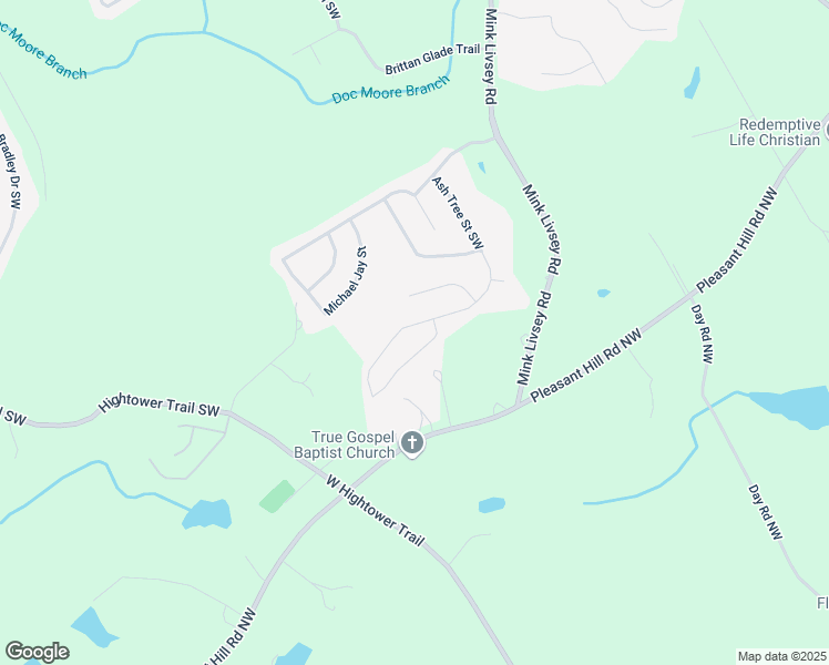 map of restaurants, bars, coffee shops, grocery stores, and more near 4618 Ash Tree Street Southwest in Snellville