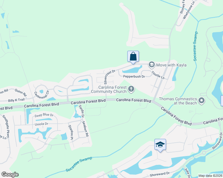 map of restaurants, bars, coffee shops, grocery stores, and more near 2073 Silver Moon Court in Myrtle Beach