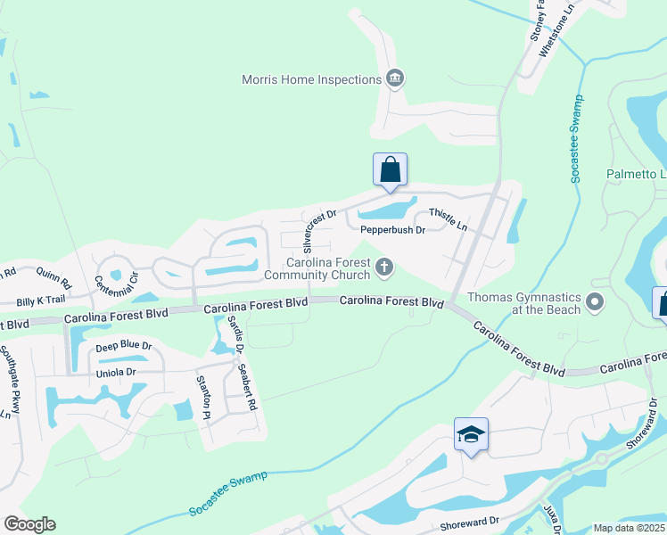 map of restaurants, bars, coffee shops, grocery stores, and more near 2073 Silver Moon Court in Myrtle Beach