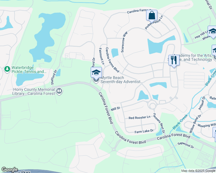 map of restaurants, bars, coffee shops, grocery stores, and more near 5704 Cottonseed Court in Myrtle Beach
