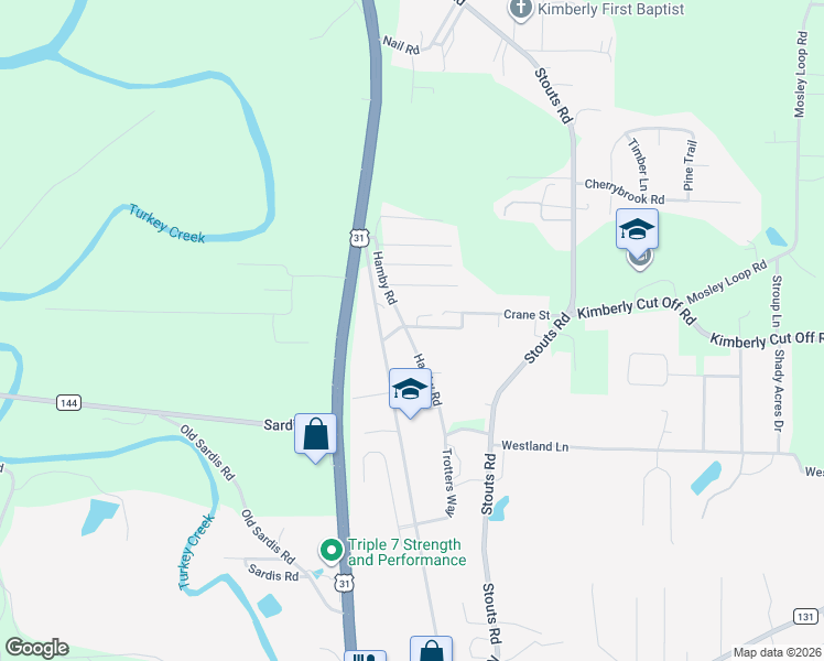 map of restaurants, bars, coffee shops, grocery stores, and more near 8707 Hamby Road in Kimberly