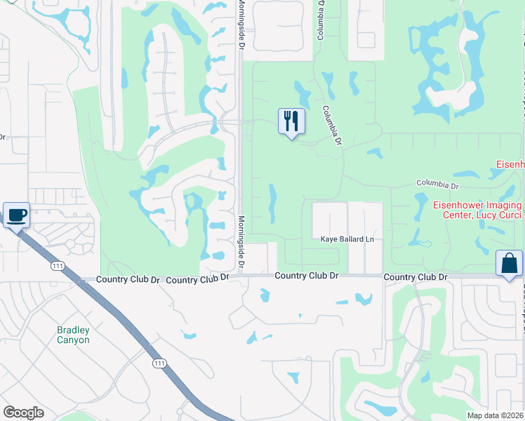 map of restaurants, bars, coffee shops, grocery stores, and more near 6 Oxford Court in Rancho Mirage