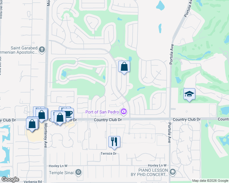 map of restaurants, bars, coffee shops, grocery stores, and more near 73521 Red Circle in Palm Desert