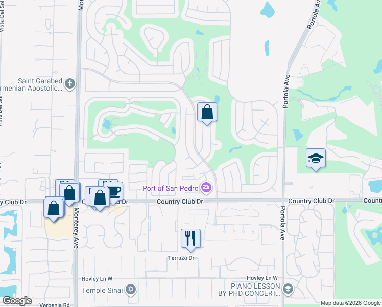 map of restaurants, bars, coffee shops, grocery stores, and more near 39500 Ciega Creek Drive in Palm Desert