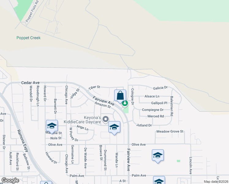 map of restaurants, bars, coffee shops, grocery stores, and more near 24841 Tigris Lane in Hemet