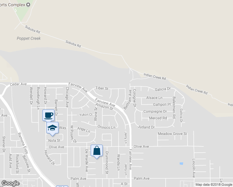 map of restaurants, bars, coffee shops, grocery stores, and more near 24841 Tigris Lane in Hemet