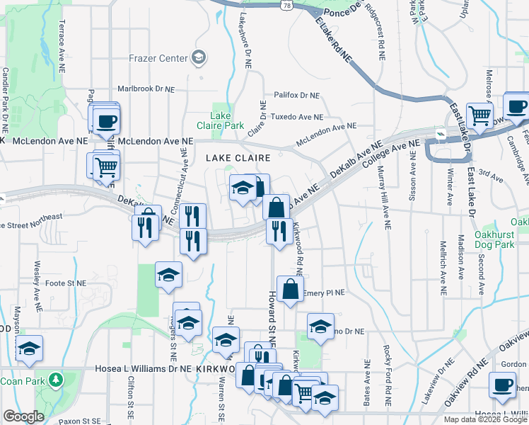 map of restaurants, bars, coffee shops, grocery stores, and more near 255 Southerland Terrace Northeast in Atlanta