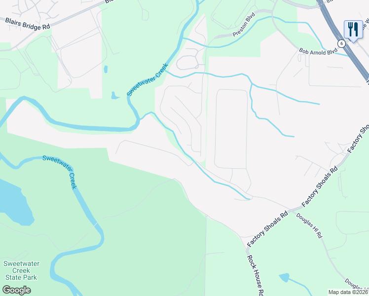 map of restaurants, bars, coffee shops, grocery stores, and more near 7786 Buckshire Court in Lithia Springs
