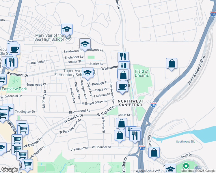 map of restaurants, bars, coffee shops, grocery stores, and more near 806 Barhugh Place in Los Angeles