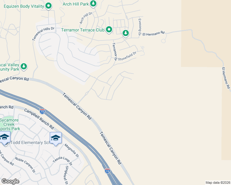 map of restaurants, bars, coffee shops, grocery stores, and more near 24740 Rockston Drive in Corona