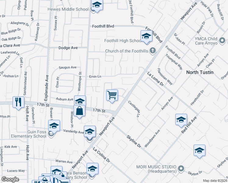 map of restaurants, bars, coffee shops, grocery stores, and more near 13792 Judy Anne Lane in Santa Ana