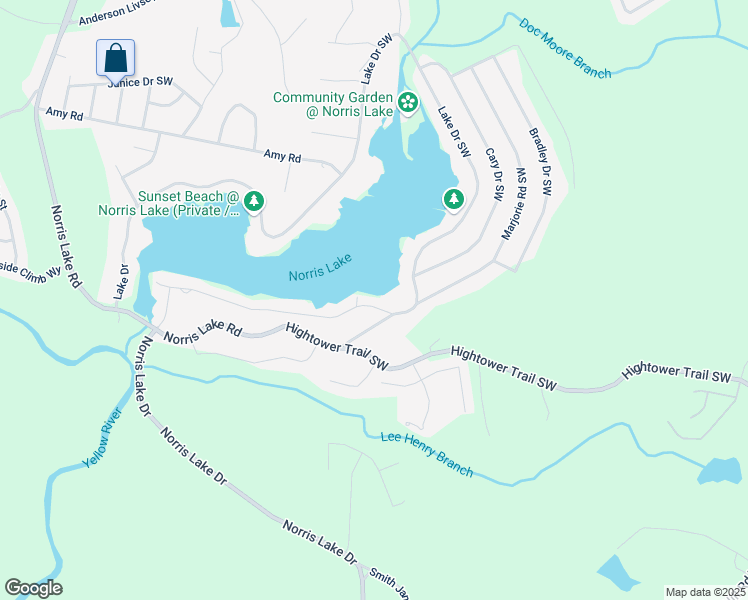 map of restaurants, bars, coffee shops, grocery stores, and more near 8562 Lake Drive Southwest in Snellville
