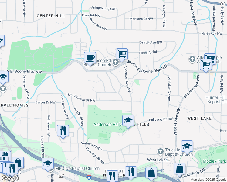 map of restaurants, bars, coffee shops, grocery stores, and more near 247 Morris Brown Avenue Northwest in Atlanta