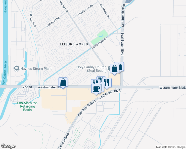 map of restaurants, bars, coffee shops, grocery stores, and more near in Seal Beach