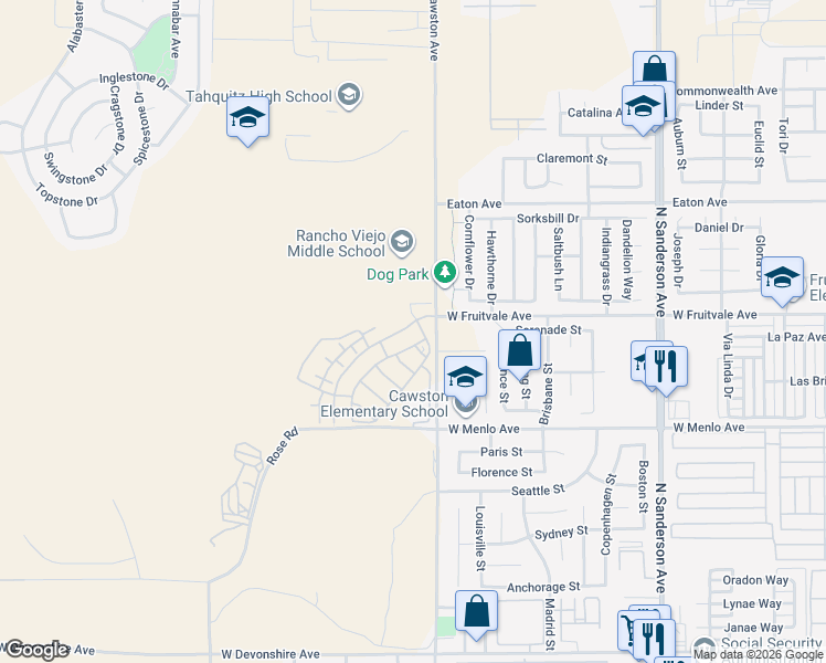 map of restaurants, bars, coffee shops, grocery stores, and more near 882 White Pepper Drive in Hemet