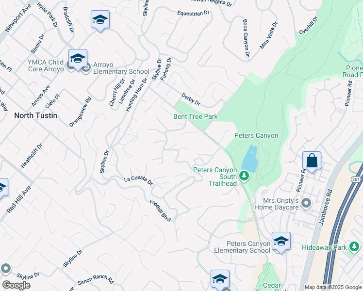 map of restaurants, bars, coffee shops, grocery stores, and more near 1935 Maverick Lane in Santa Ana