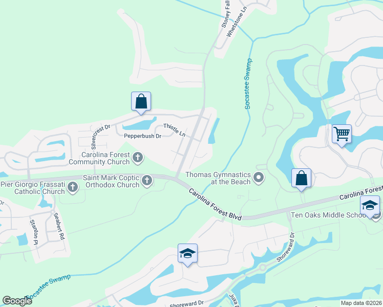 map of restaurants, bars, coffee shops, grocery stores, and more near 437 Dandelion Lane in Myrtle Beach