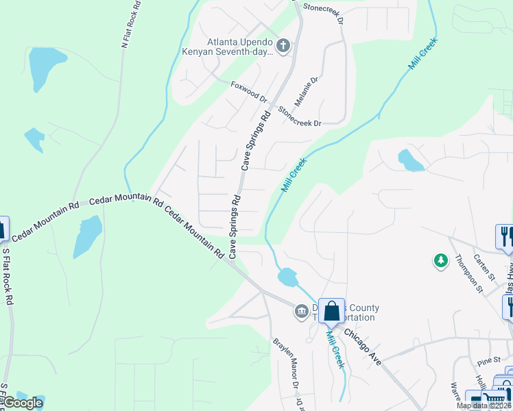map of restaurants, bars, coffee shops, grocery stores, and more near 5811 Angela Court in Douglasville