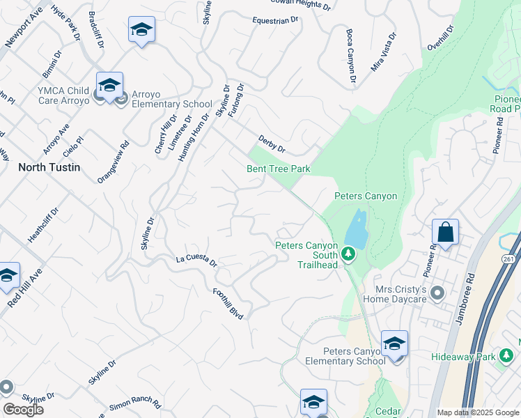 map of restaurants, bars, coffee shops, grocery stores, and more near 1935 Maverick Lane in Santa Ana