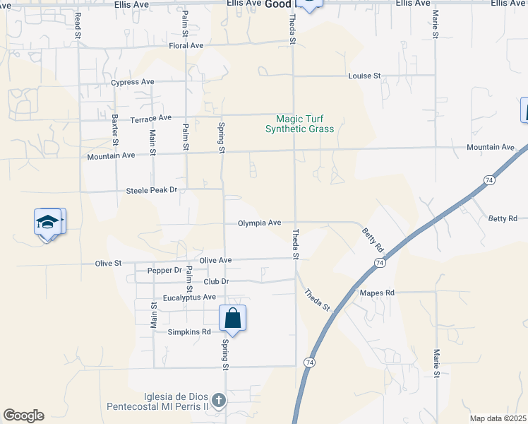 map of restaurants, bars, coffee shops, grocery stores, and more near Olympia Avenue in Good Hope