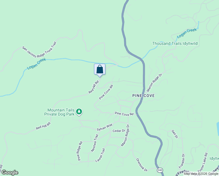 map of restaurants, bars, coffee shops, grocery stores, and more near 24880 Banning Idlw Pan Highway in Idyllwild-Pine Cove