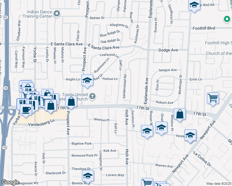 map of restaurants, bars, coffee shops, grocery stores, and more near 13832 Allthorn Drive in Santa Ana