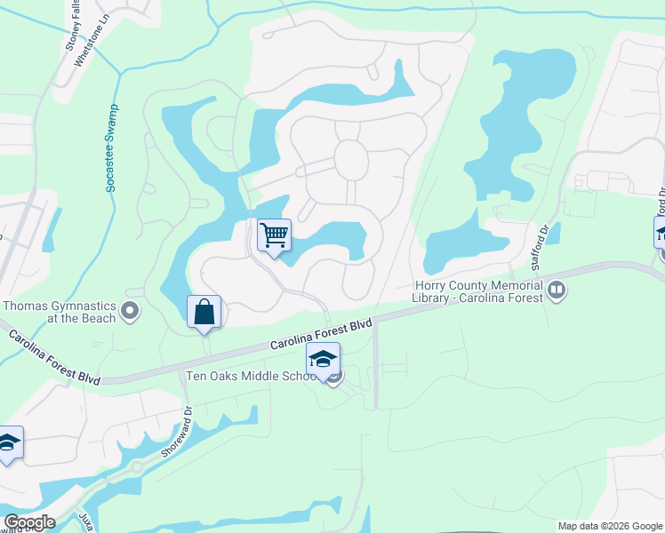 map of restaurants, bars, coffee shops, grocery stores, and more near 951 Fiddlehead Way in Myrtle Beach
