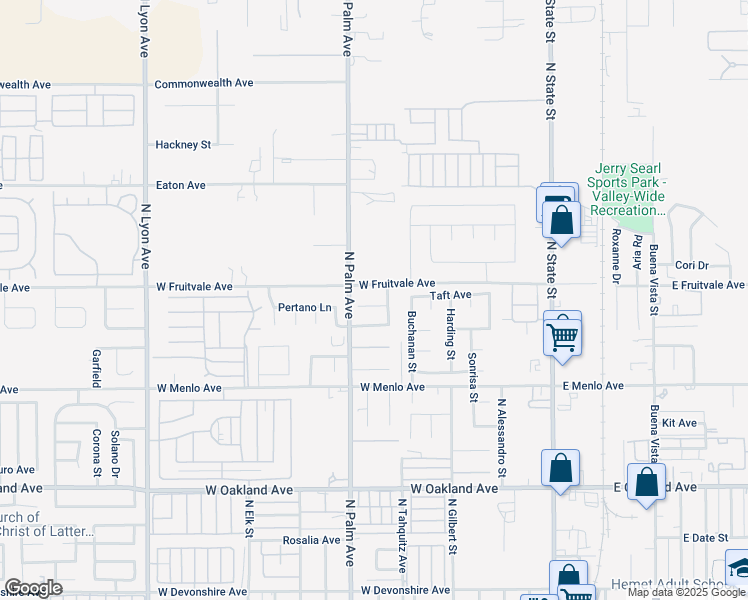 map of restaurants, bars, coffee shops, grocery stores, and more near 814 Zephyr Circle in Hemet