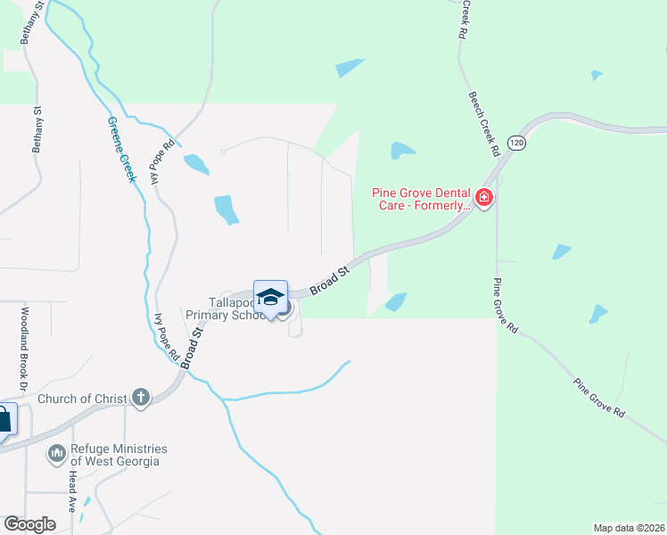 map of restaurants, bars, coffee shops, grocery stores, and more near 660 Georgia 120 in Tallapoosa