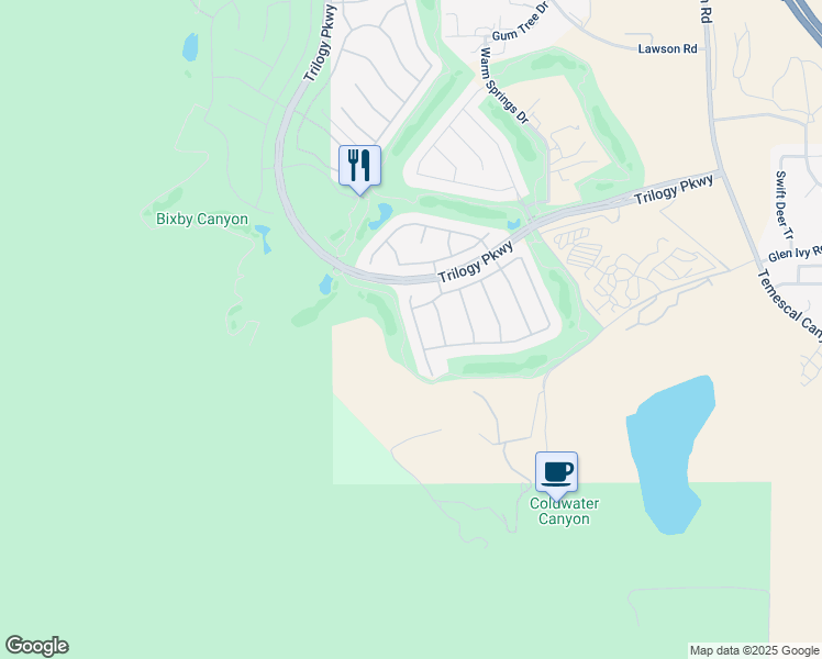 map of restaurants, bars, coffee shops, grocery stores, and more near 24637 Gleneagles Drive in Corona