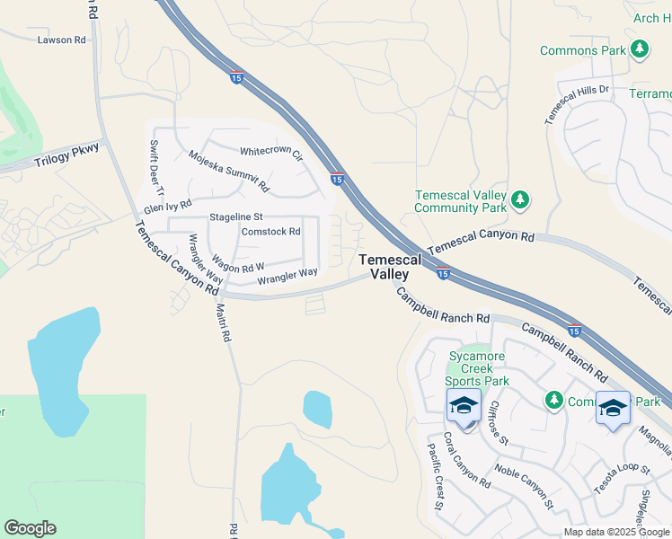 map of restaurants, bars, coffee shops, grocery stores, and more near 25360-25520 Temescal Canyon Road in Corona