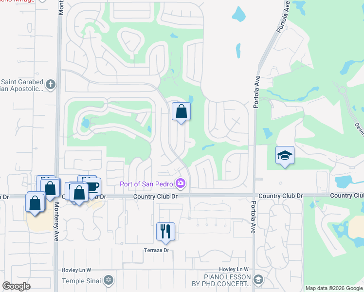 map of restaurants, bars, coffee shops, grocery stores, and more near 39475 Moronga Canyon Drive in Palm Desert