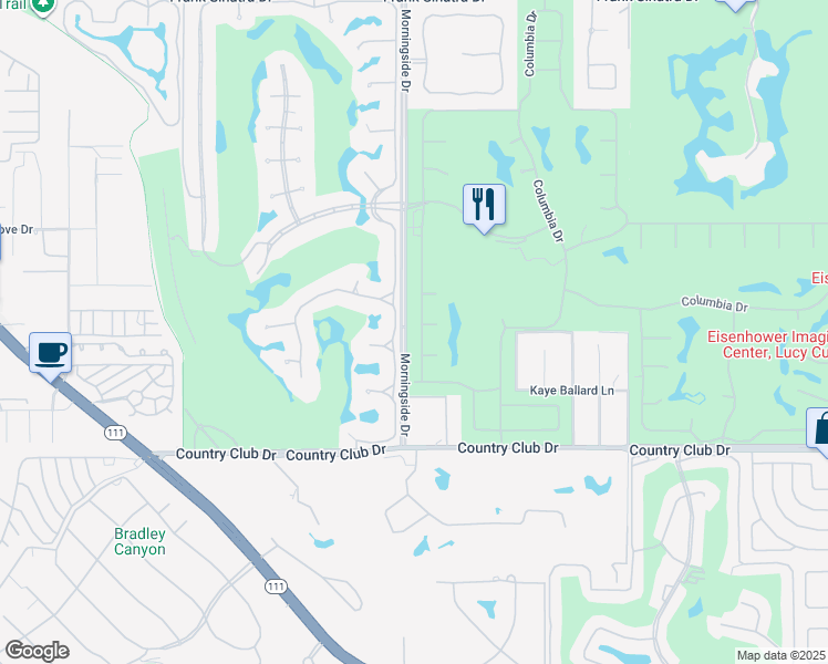 map of restaurants, bars, coffee shops, grocery stores, and more near 88 Princeton Drive in Rancho Mirage