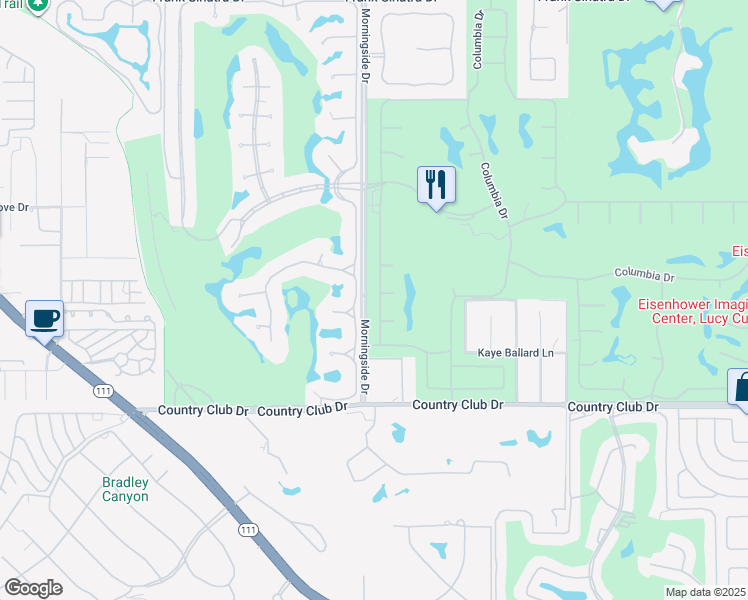 map of restaurants, bars, coffee shops, grocery stores, and more near 88 Princeton Drive in Rancho Mirage