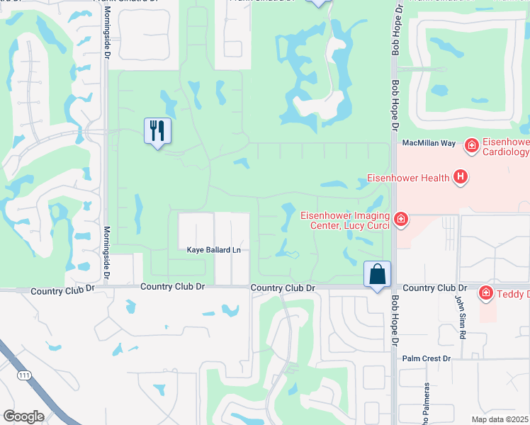 map of restaurants, bars, coffee shops, grocery stores, and more near 2 Rutgers Court in Rancho Mirage