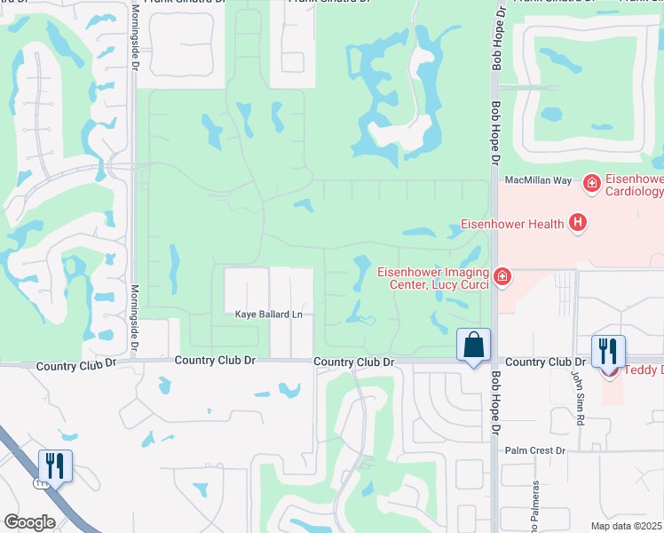 map of restaurants, bars, coffee shops, grocery stores, and more near 2 Rutgers Court in Rancho Mirage