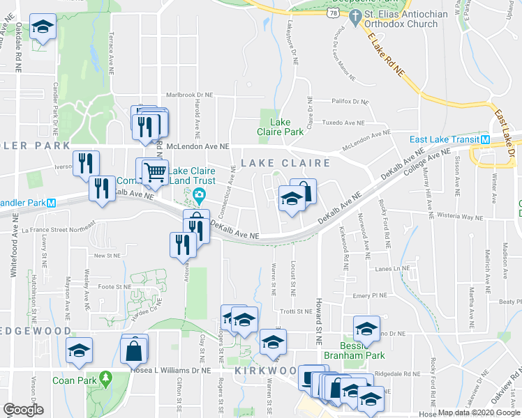 map of restaurants, bars, coffee shops, grocery stores, and more near 273 Mathews Avenue Northeast in Atlanta