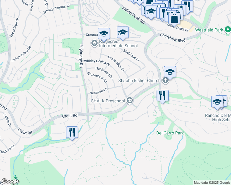 map of restaurants, bars, coffee shops, grocery stores, and more near 5701 Whitecliff Drive in Rancho Palos Verdes