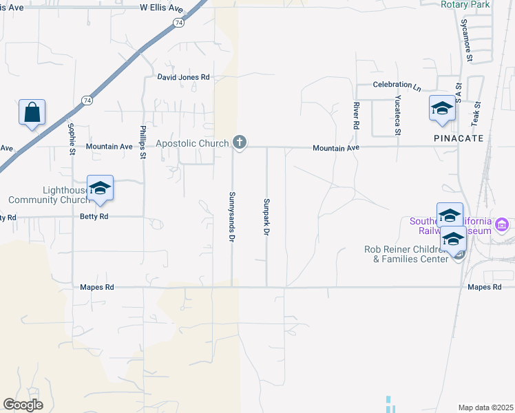 map of restaurants, bars, coffee shops, grocery stores, and more near 2162 Sunpark Drive in Perris
