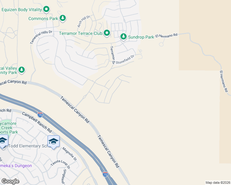 map of restaurants, bars, coffee shops, grocery stores, and more near 24740 Rockston Drive in Corona