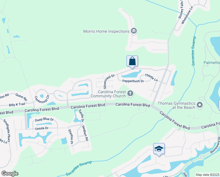 map of restaurants, bars, coffee shops, grocery stores, and more near 23-E # 23-E in Myrtle Beach